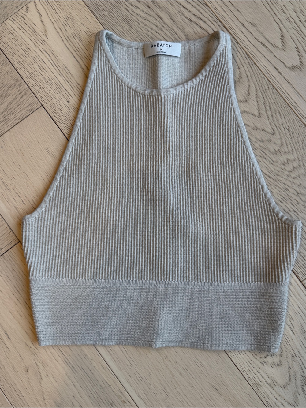 Babaton Sculpt Light Gray Sleeveless Ribbed Tank Size Medium